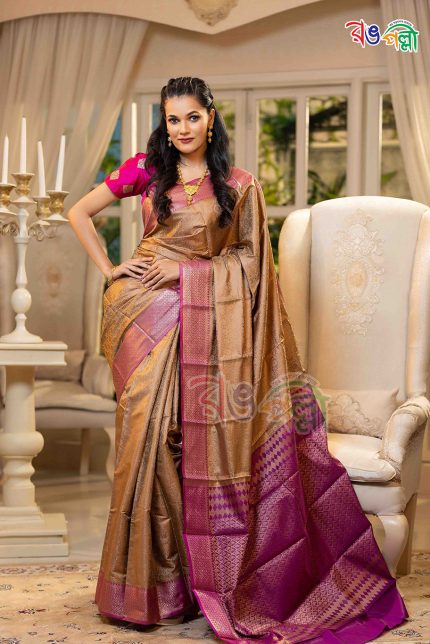 Biscuits Golden with Jam Kanjivaram Silk Saree